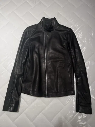 Pre-owned Rick Owens Mollino Biker Leather Jacket In Black