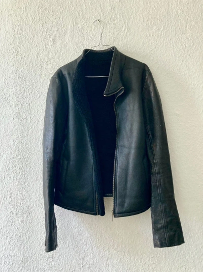 Pre-owned Rick Owens Mollino Shearling Leather Jacket Sz. S In Black