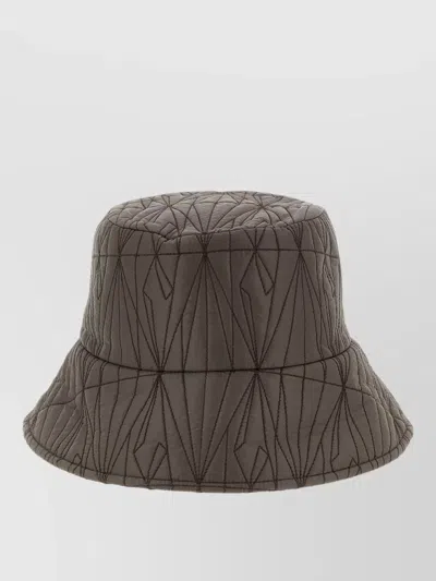 Rick Owens Moncler Bucket Hat Geometric Pattern Wide Brim In Brown