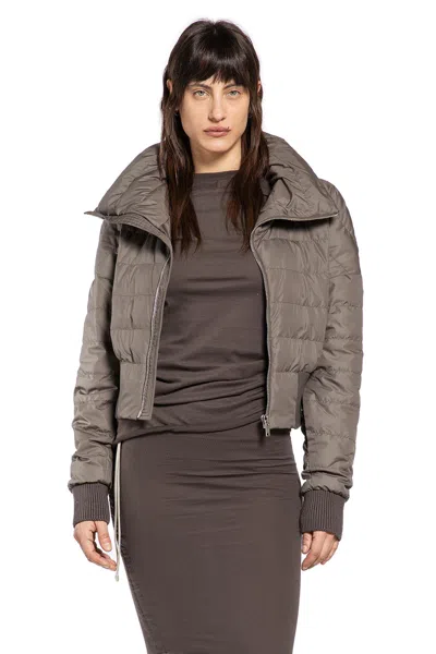 Rick Owens Moncler Collaboration Cropped Down Jacket In Brown