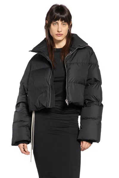 Rick Owens Moncler Cropped Cyclopic Down Jacket In Black
