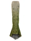 Rick Owens Distressed Dégradé Denim Maxi Skirt In Multicolor