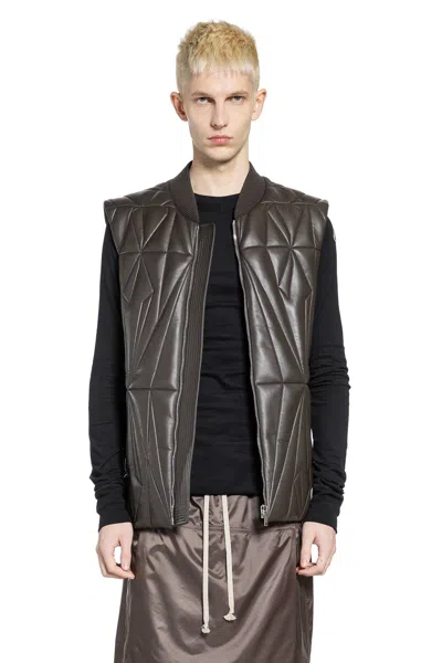 Rick Owens Moncler Geocamo Flight Vest In Brown