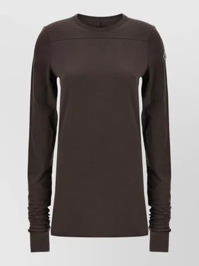 Rick Owens Moncler Girder Long Sleeve Crew Neck Top In Brown