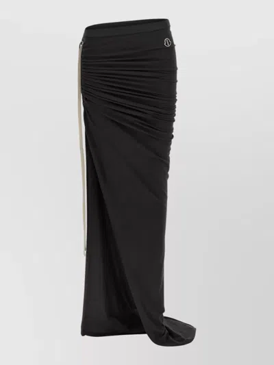 Rick Owens Moncler High Waist Ruched Maxi Skirt In Black