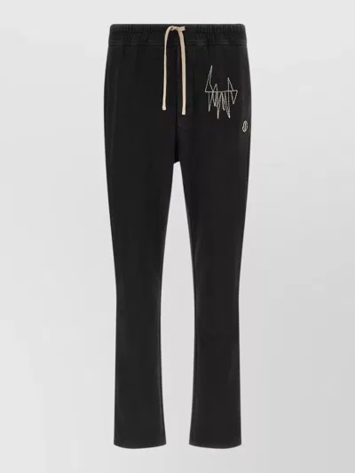 Rick Owens Moncler Jogger Trousers Embroidered Pockets In Black