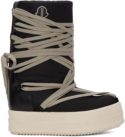 Rick Owens Black Moncler Edition Big Rocks Boots In 999 Black