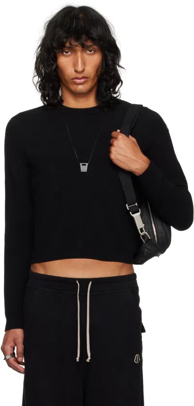 Rick Owens Moncler +  Black Biker Level Round Neck Sweater In 999 Black