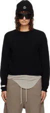 Rick Owens Moncler +  Black Biker Level Round Neck Sweater In 999 Black