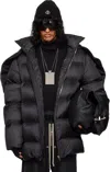 Rick Owens Moncler +  Black Hooded Cyclopic Jacket In 999 Black