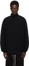 Rick Owens Moncler +  Black Jumbo Round Neck Sweater In 999 Black