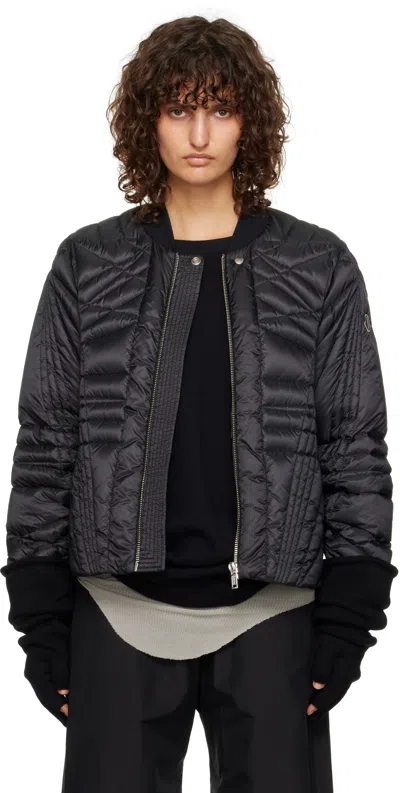 Rick Owens Moncler +  Black Megapenta Flight Bomber Jacket In 999 Black