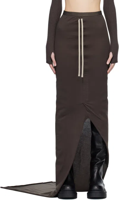 Rick Owens Moncler +  Brown Adjustable Maxi Skirt