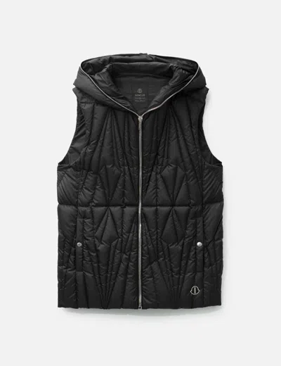 Rick Owens Moncler Quilted Shell Hooded Down Gilet In Blue