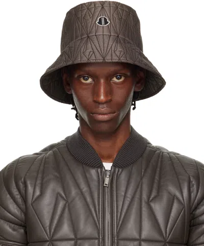 Rick Owens Moncler Logo-appliquéd Padded Quilted Shell Bucket Hat In Brown