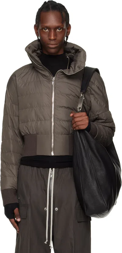 Rick Owens Moncler +  Gray Cropped Jacket In Brown