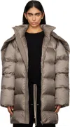 Rick Owens Moncler +  Gray Hooded Cyclopic Down Jacket In 25u Dust