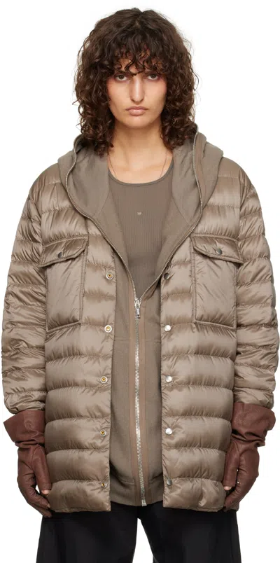 Rick Owens + Moncler Webbing-trimmed Quilted Shell Down Jacket In 25u Dust