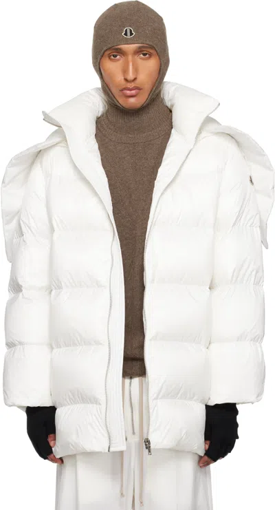 Rick Owens Moncler +  Off-white Hooded Cyclopic Jacket In 41 Milk