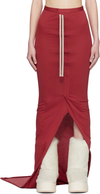 Rick Owens Moncler +  Red Adjustable Maxi Skirt
