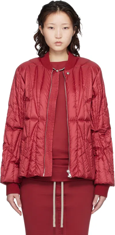 Rick Owens Moncler Geocamo Flight Down Jacket Long In Red