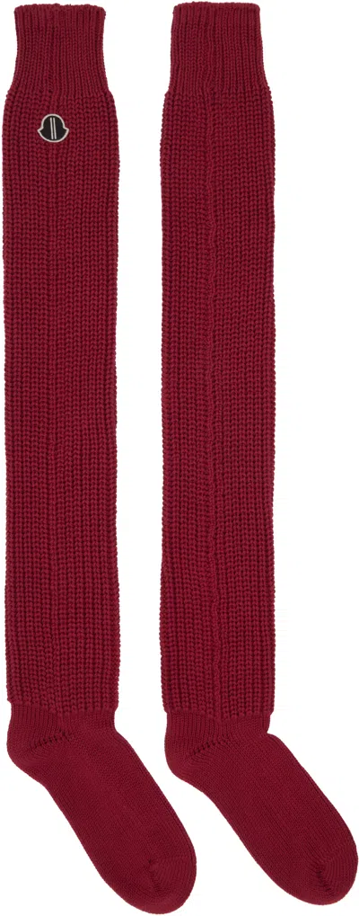 Rick Owens Moncler +  Red Hiking Socks In Burgundy