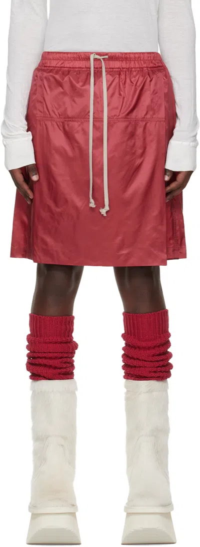 Rick Owens Moncler Straight-leg Shell Drawstring Shorts In Red
