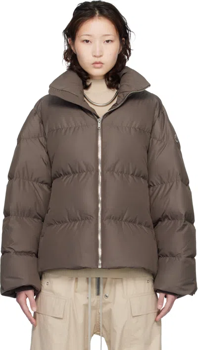 Rick Owens Moncler +  Taupe Cyclopic Down Jacket In Brown