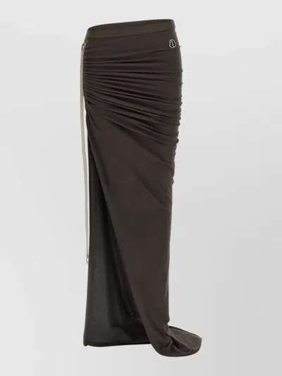 Rick Owens Moncler Skirt Asymmetric Hem Ruched Drawstring In Black