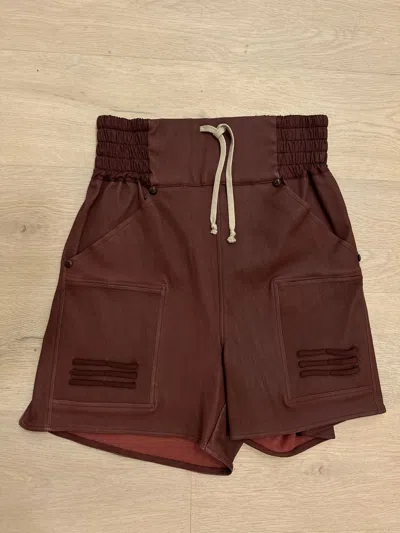 Pre-owned Rick Owens Moody Fall 2014 Sample Leather Boxing Short In Burgandy