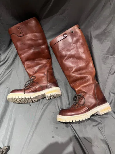Pre-owned Rick Owens 「」 Moody Thick Leather Elephant Cop Boots In Brown