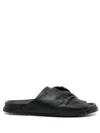 Rick Owens Leather Criss-cross Slides Open Toe In Black