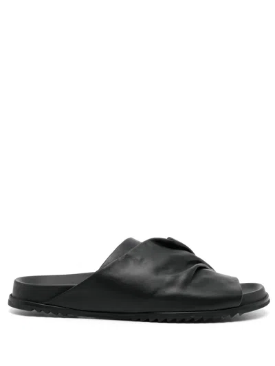 RICK OWENS MORBIUS GRANOLA LEATHER SLIDERS