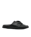 Rick Owens Leather Criss-cross Slides Open Toe In Black