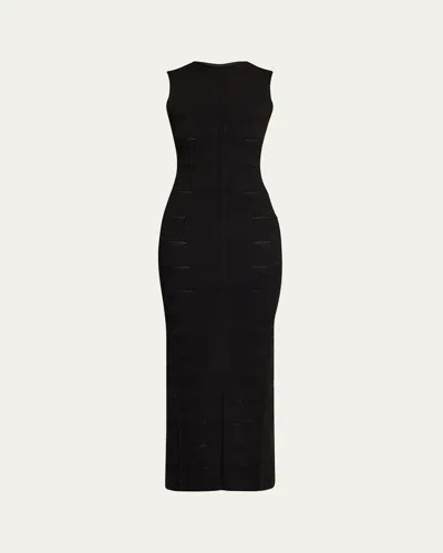 Rick Owens Motivo Geometric Cut Out Knit Tank Dress In Black