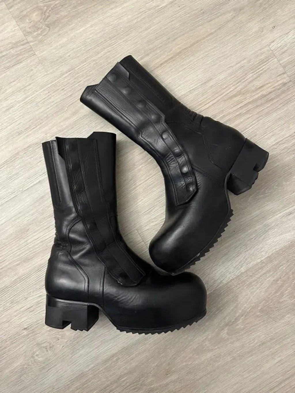 Pre-owned Rick Owens Moto Ballast Boot In Black | ModeSens