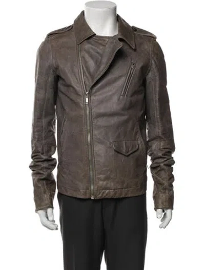 Pre-owned Rick Owens Moto Jacket In Gray