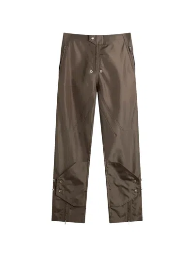 Rick Owens Moto Panelled Trousers In Brown