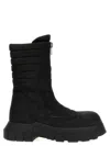 Rick Owens Moto Turbo Tractor Combat Boots In Black Leather