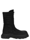 Rick Owens Moto Turbo Tractor Combat Boots In Black Leather In Black