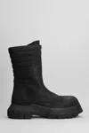 Rick Owens Moto Turbo Tractor Combat Boots In Black Leather In Black