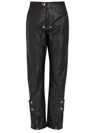 Rick Owens Motopants Panelled Leather Trousers In Black
