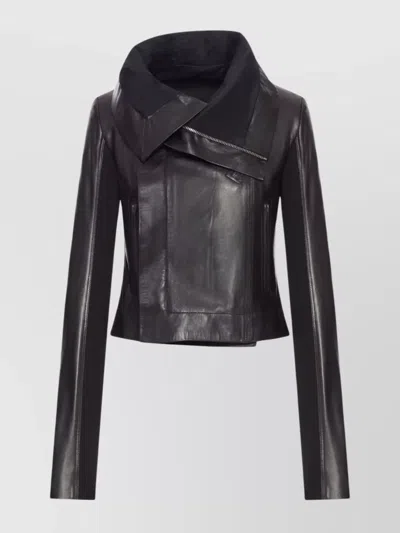 RICK OWENS MOTORCYCLE JACKET ASYMMETRICAL COLLAR