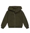 Rick Owens Green Sweatshirt For Kids With Asymmetrical Closure In Green