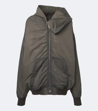 Rick Owens Gray Tower Mountain Hun Hoodie Bomber Jacket