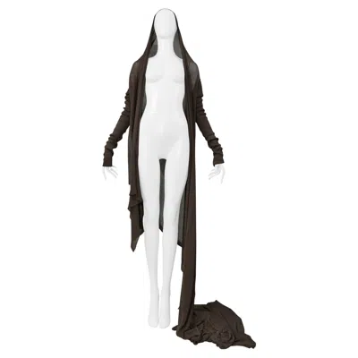 Pre-owned Rick Owens Mud Brown Cardigan Sweater With Attached Scarf 2004