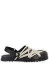 Rick Owens Leather Flat Sandals With Adjustable Strap And Shark-tooth Sole In Multi