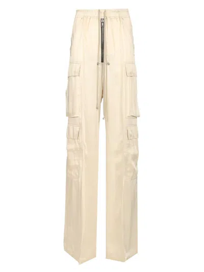 Rick Owens Multi-pocket Cargo Trousers White In Pink