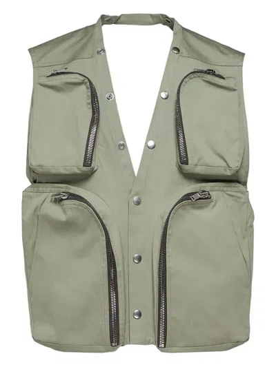 Rick Owens Multi-pocket Gilet In Green