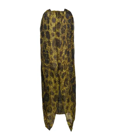 Rick Owens Multicolored Chiffon Shawl Cape In Green